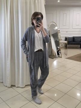 Gri Şal Yaka İtalyan Hırka