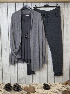 Gri Şal Yaka İtalyan Hırka