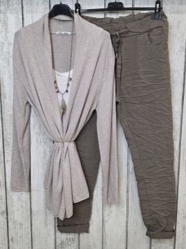 Bej Şal Yaka İtalyan Hırka