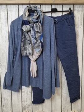 Mavi Şal Yaka İtalyan Hırka