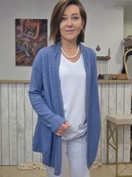 Mavi Şal Yaka İtalyan Hırka