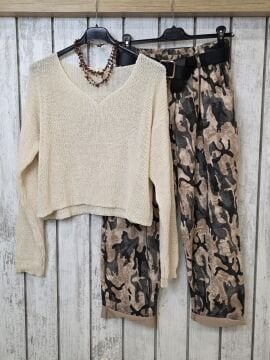 Kamuflaj İtalyan Pantolon Camel/ Gri