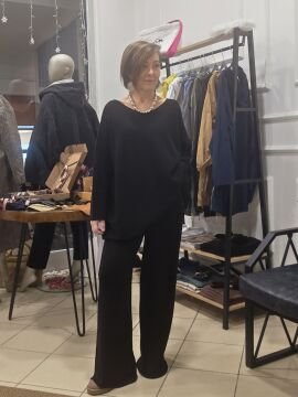 Yünlü Yumuşak Triko Pantolon Siyah