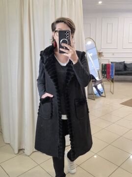 İçi Kürklü Uzun Nubuk Yelek Siyah