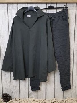 Pamuklu İnce İtalyan Gömlek Antrasit