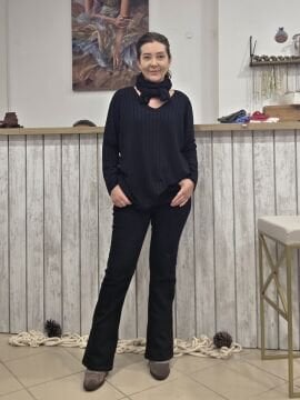 İspanyol Paça Kot Pantolon Siyah