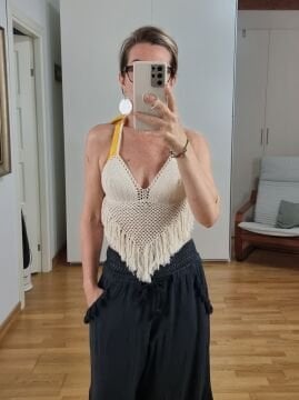 Saçaklı Dantel Bralet Bej