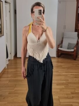 Saçaklı Dantel Bralet Bej