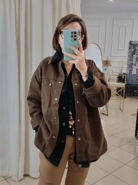 Oversize Pamuk Kahverengi Kot Ceket