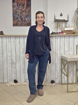 Beli Lastikli Kot Pantolon Mavi