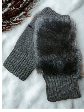 Parmaksız Kürk Eldiven Siyah