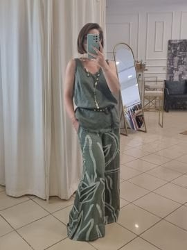 Kemerli Bol Paça Haki  Keten Pantolon