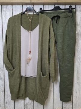 Yumuşak Tüylü Uzun Hırka Mint Yeşil