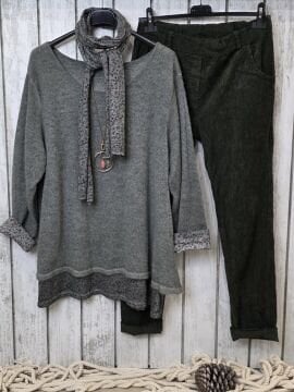 Likralı İtalyan Kadife Pantolon Haki