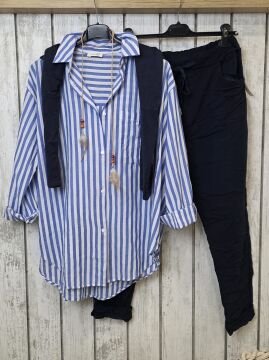 Çizgili Gömlek Mavi