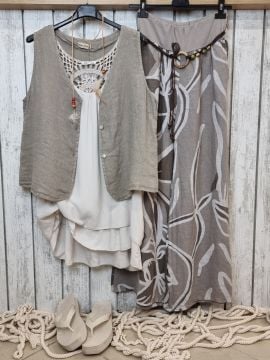 Dantel Detay Viskon Bej Atlet İtalyan