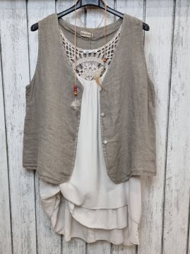 Dantel Detay Viskon Bej Atlet İtalyan