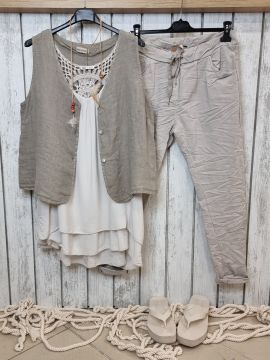 Dantel Detay Viskon Bej Atlet İtalyan