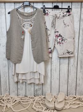 Dantel Detay Viskon Bej Atlet İtalyan