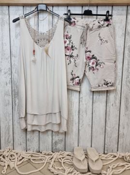 Dantel Detay Viskon Bej Atlet İtalyan