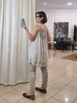 Dantel Detay Viskon Bej Atlet İtalyan