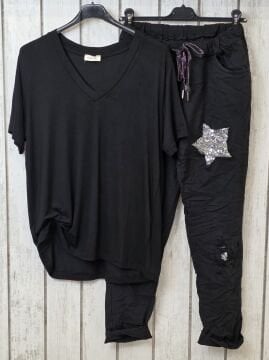 V Yaka  Modal Tişört Siyah