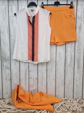 Gold Düğme Detaylı Turuncu Klasik Şort Slim Fit