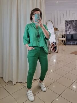 Likralı İtalyan Pantolon  KoyuYeşil