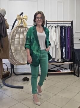 Likralı İtalyan Pantolon  Koyu Yeşil