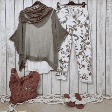 Kesikli Fular Haki/ Kahve