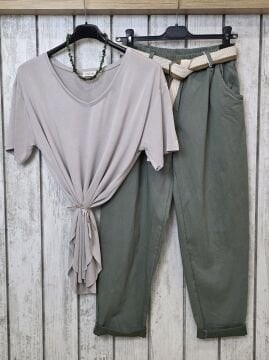 Havuç Kesim İtalyan Pantolon Military Haki