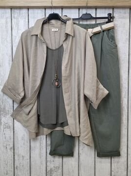 İnce Gabardin Likralı Military Haki Pantolon