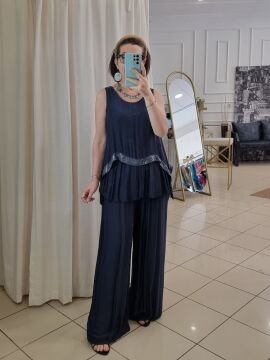 İtalyan İpek Pantolon Lacivert