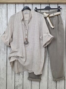 İnce Gabardin Likralı Vizon Bej Pantolon