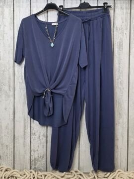 Paçası Lastikli Jarse Pantolon Denim