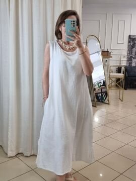 Pamuklu Uzun Beyaz Elbise