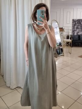 %100 Pamuklu Uzun Vizon Elbise