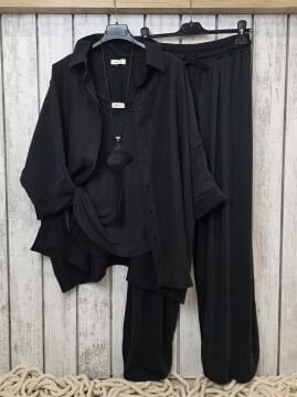 Paçası Lastikli Jarse Pantolon Siyah