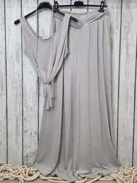 Bol Paça Jarse Pantolon Taş Bej