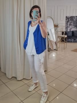 %100 Keten İtalyan Beyaz Pantolon