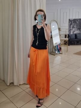 İtalyan Turuncu İpek Etek