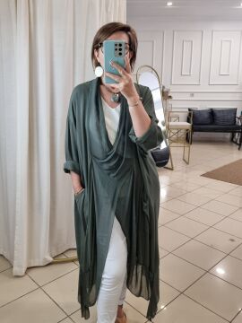 İpek Yaka İtalyan Tunik Haki