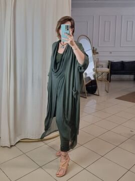 İpek Yaka İtalyan Tunik Haki