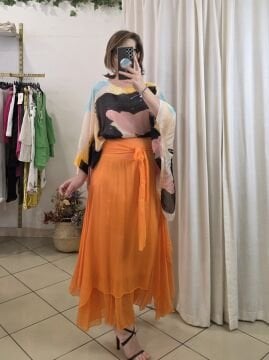 İtalyan Turuncu İpek Etek