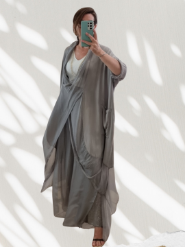 İpek Yaka İtalyan Tunik Vizon