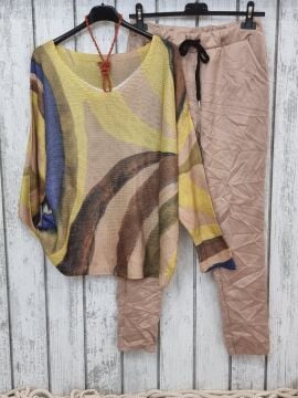 Güderi Dokulu Likralı Pantolon Bej