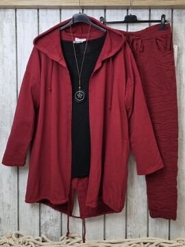 Sırtı Payetli Sweart Kırmızı Ceket