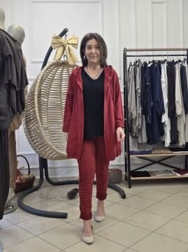 Sırtı Payetli İtalyan Sweat Bordo Ceket