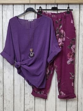 Oversize İtalyan Müslin Bluz Mor