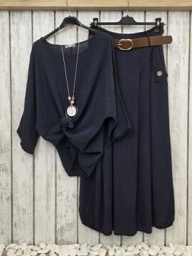 İtalyan Liyosel Uzun Etek Lacivert